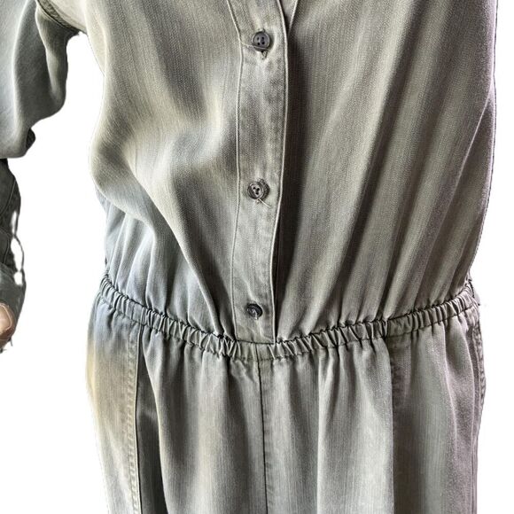 Old Navy Green Long Sleeve Button Front Elastic Waist Jumpsuit Size Small - Picture 3 of 16